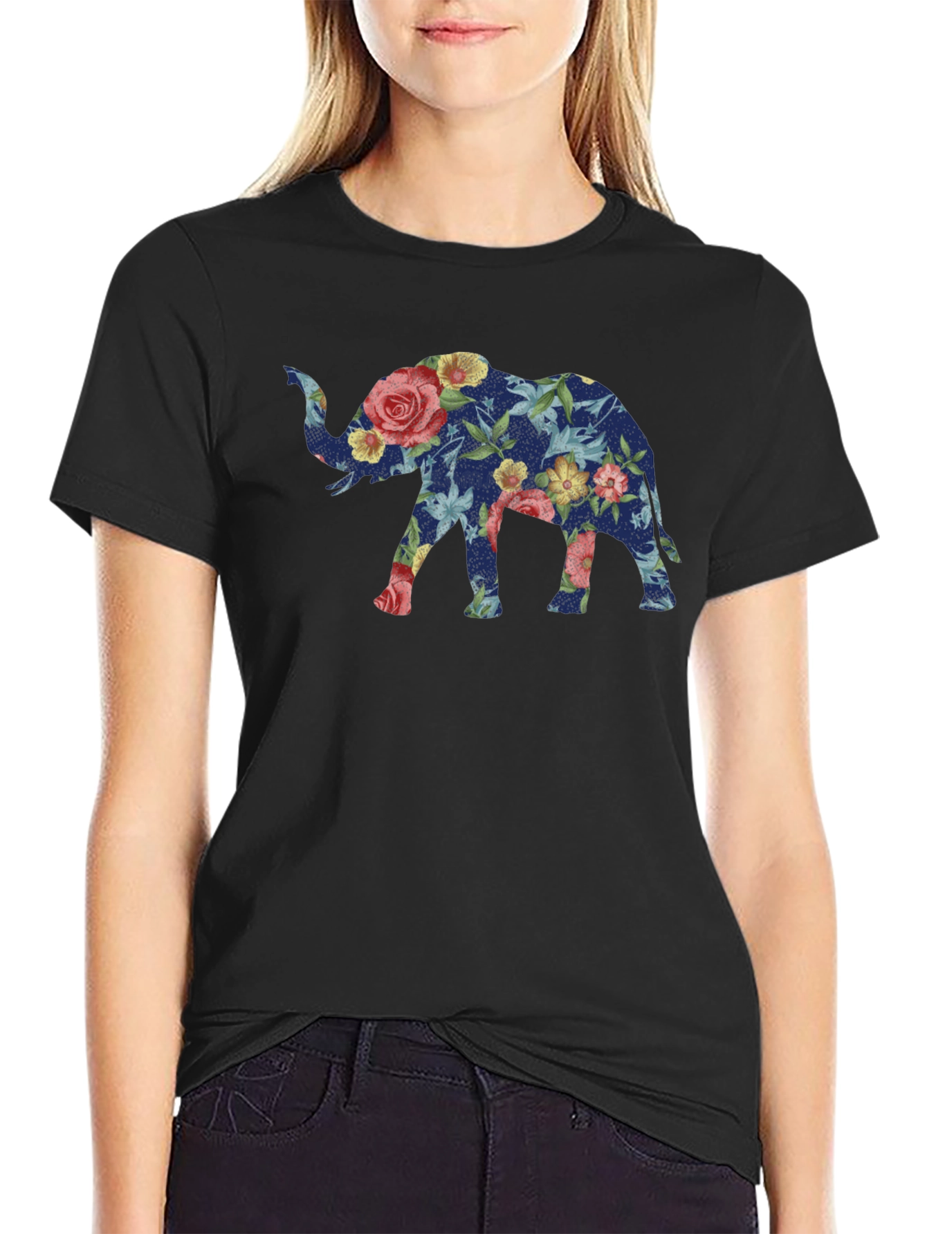 Floral Elephant Graphic Tee - Stylish Mens T-Shirt