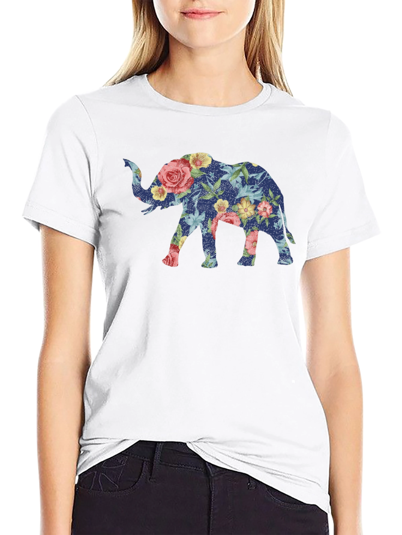 Floral Elephant Graphic Tee - Stylish Mens T-Shirt