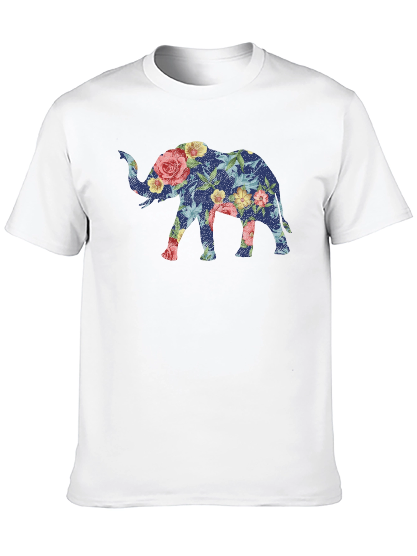 Floral Elephant Graphic Tee - Stylish Mens T-Shirt