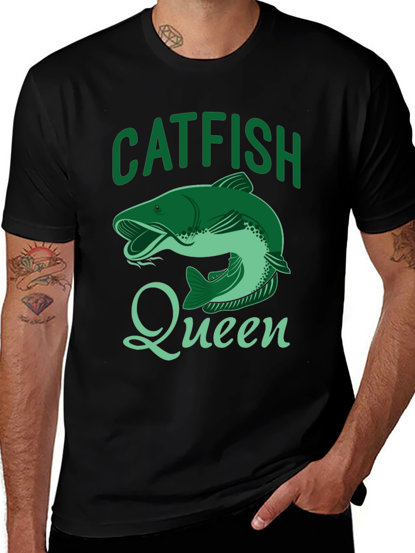 Catfish Queen Black T-Shirt - Fishing Apparel