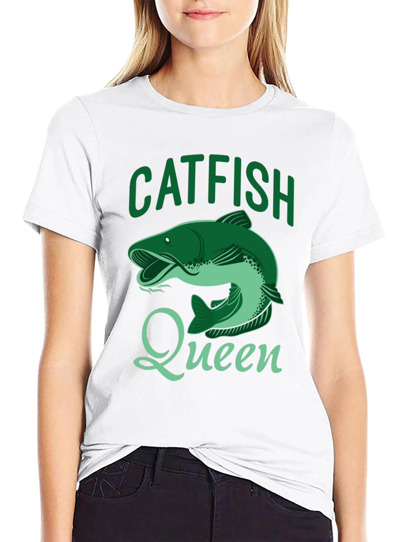 Catfish Queen Black T-Shirt - Fishing Apparel