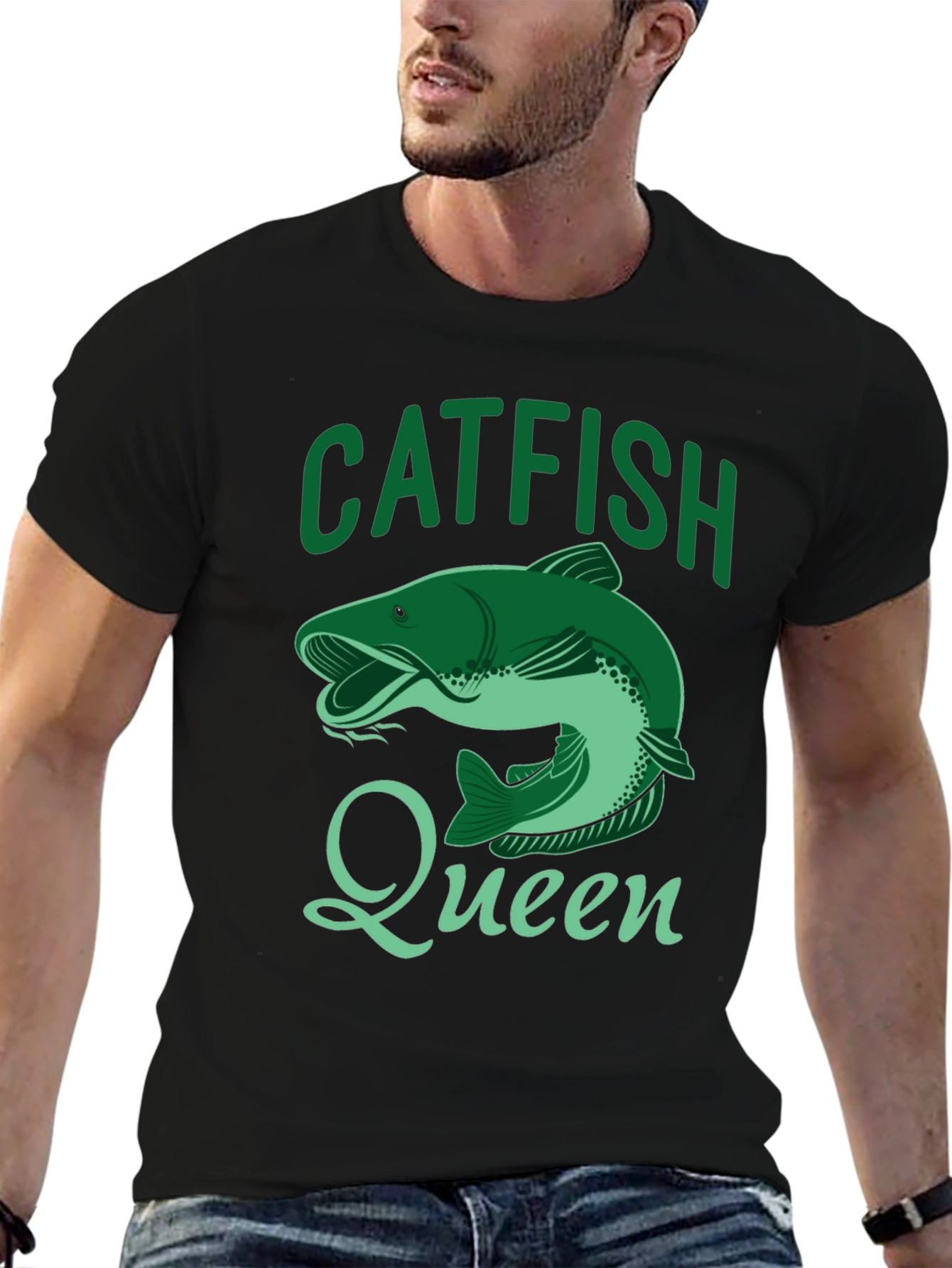 Catfish Queen Black T-Shirt - Fishing Apparel