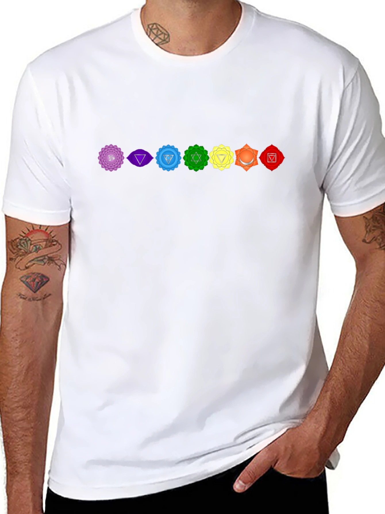 Chakra Symbol T-Shirt - Spiritual Design Black Tee