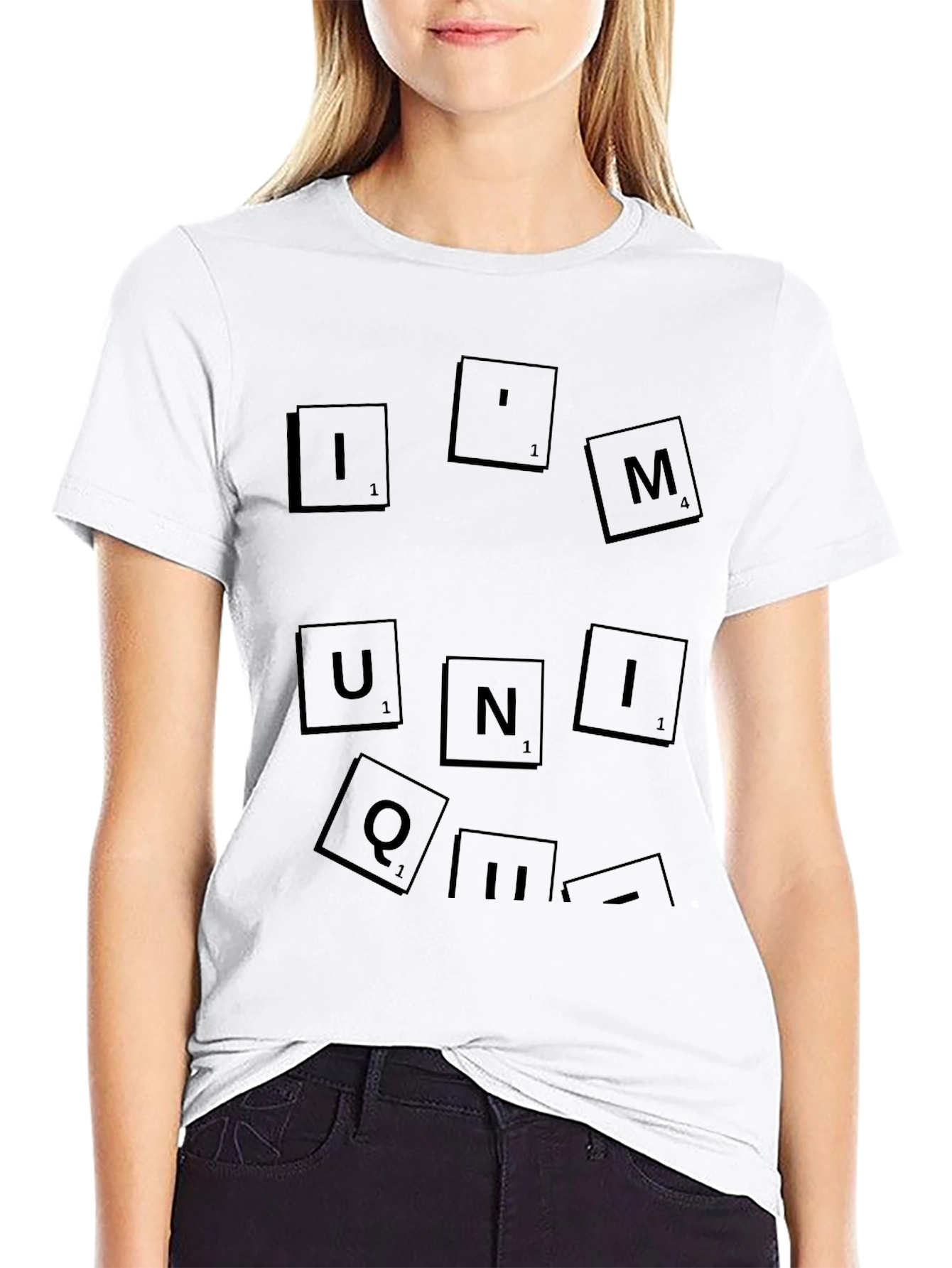 Unique Black T-Shirt - Scrabble Tile Design