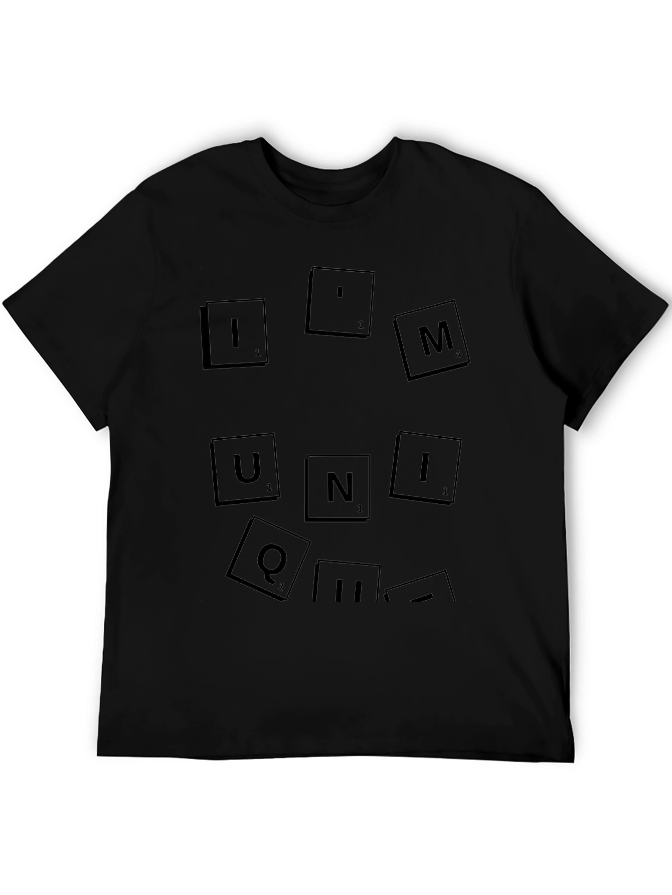 Unique Black T-Shirt - Scrabble Tile Design