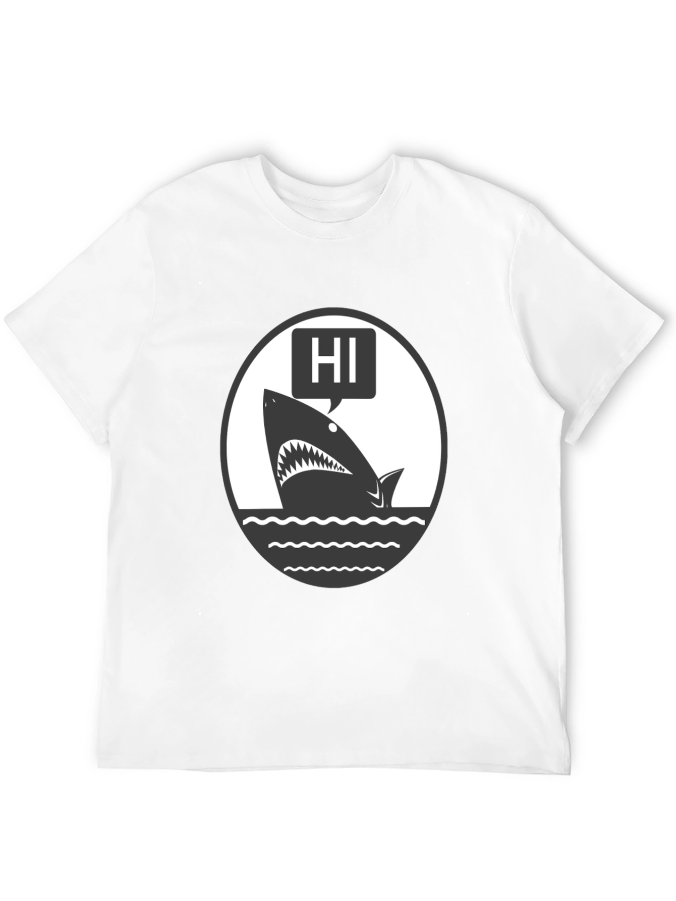 Hi Shark Graphic Tee - Black Cotton T-Shirt