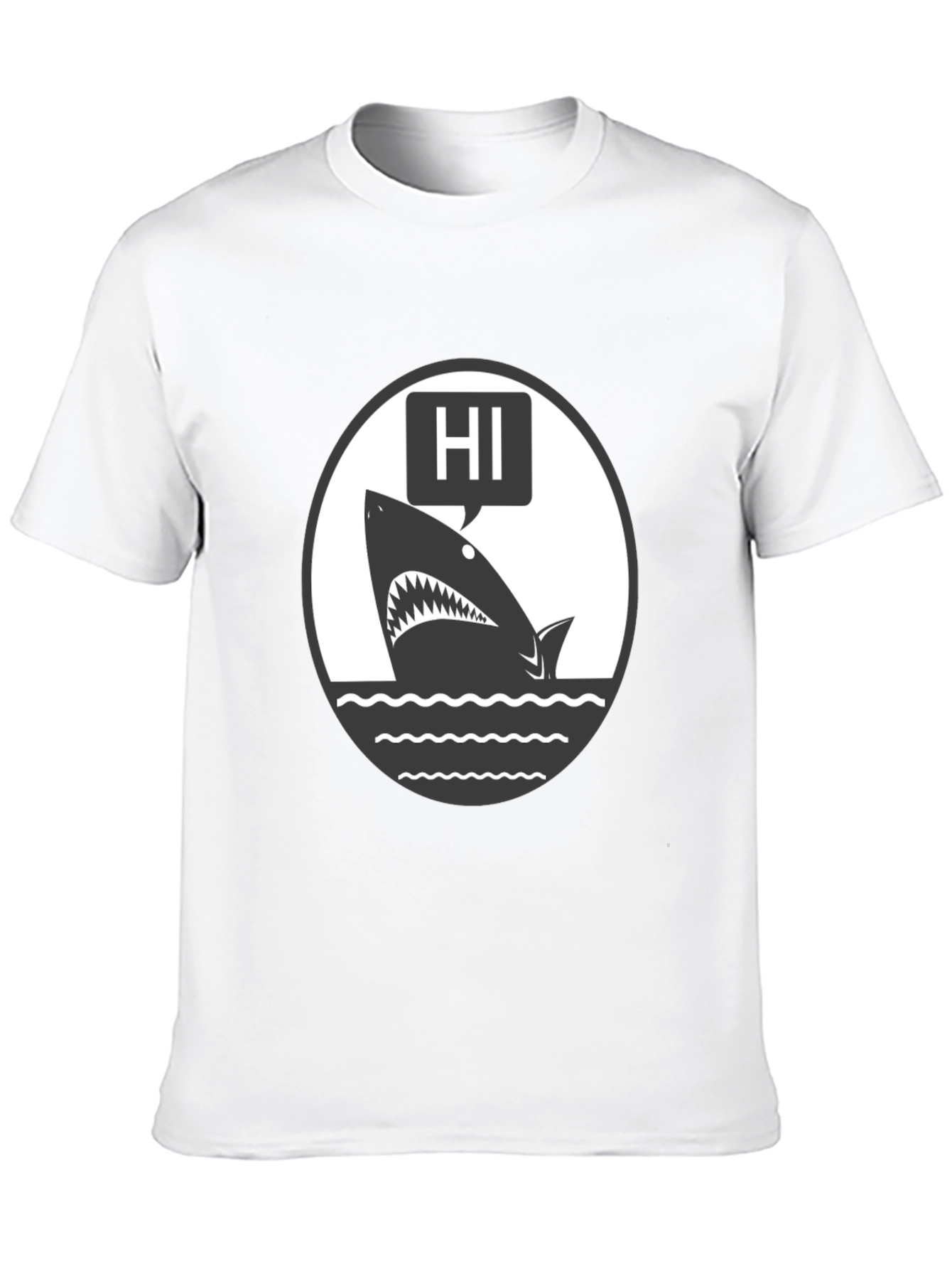 Hi Shark Graphic Tee - Black Cotton T-Shirt