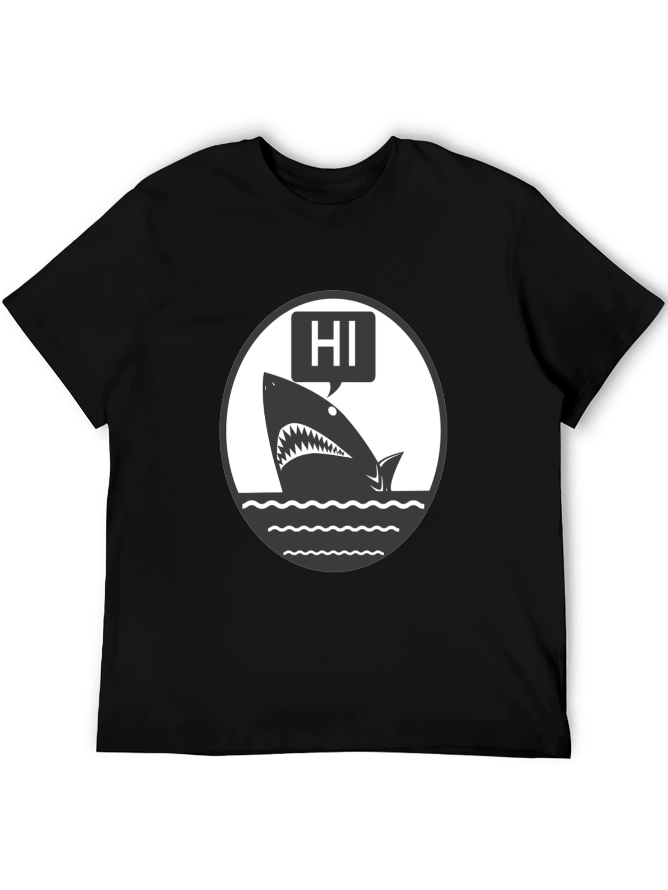 Hi Shark Graphic Tee - Black Cotton T-Shirt