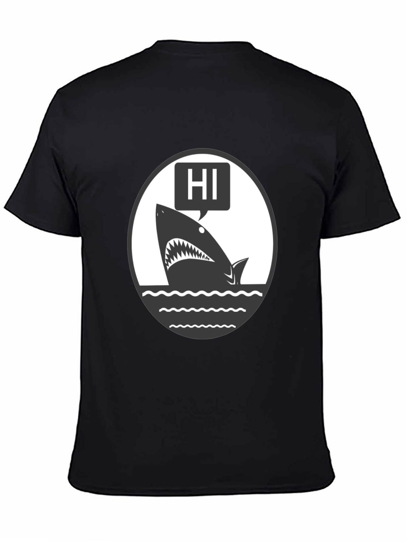 Hi Shark Graphic Tee - Black Cotton T-Shirt