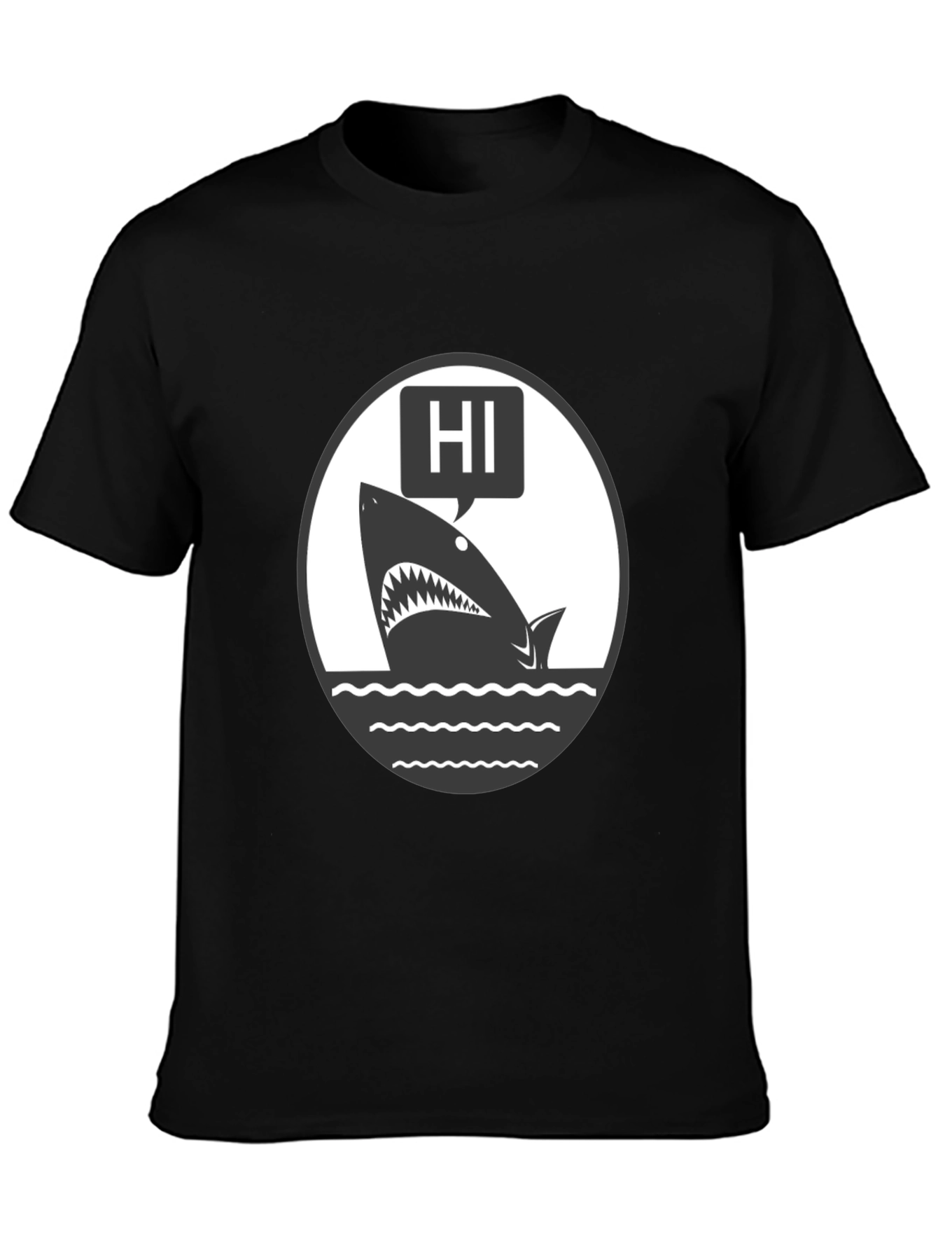 Hi Shark Graphic Tee - Black Cotton T-Shirt