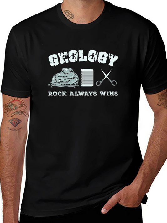 Geology Rock Always Wins Black T-Shirt