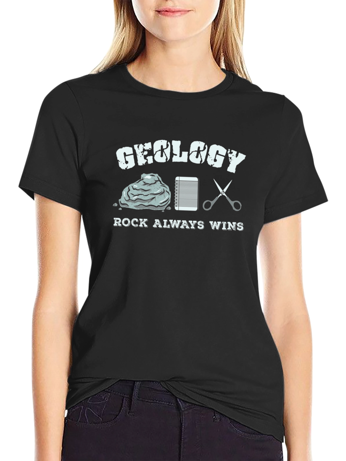 Geology Rock Always Wins Black T-Shirt
