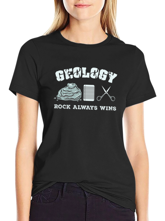Geology Rock Always Wins Black T-Shirt
