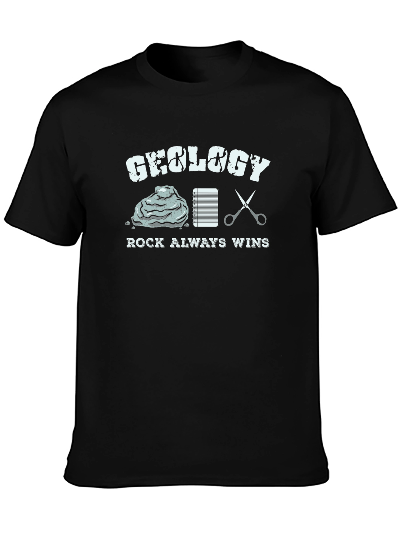 Geology Rock Always Wins Black T-Shirt