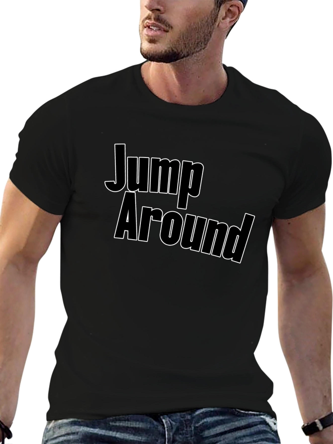 Jump Around Black T-Shirt - Bold Graphic Tee