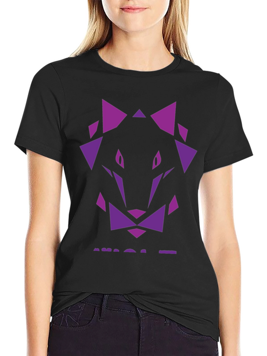 Geometric Wolf Graphic Tee - Black