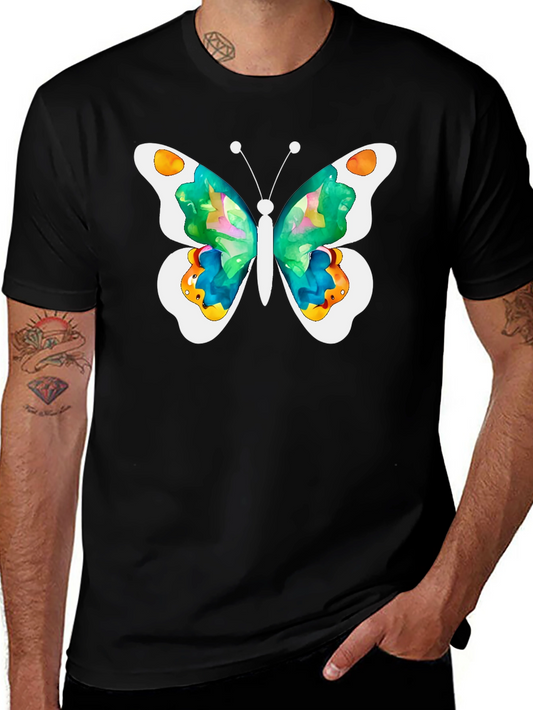 Butterfly Watercolor Graphic Tee - Trendy Black T-Shirt