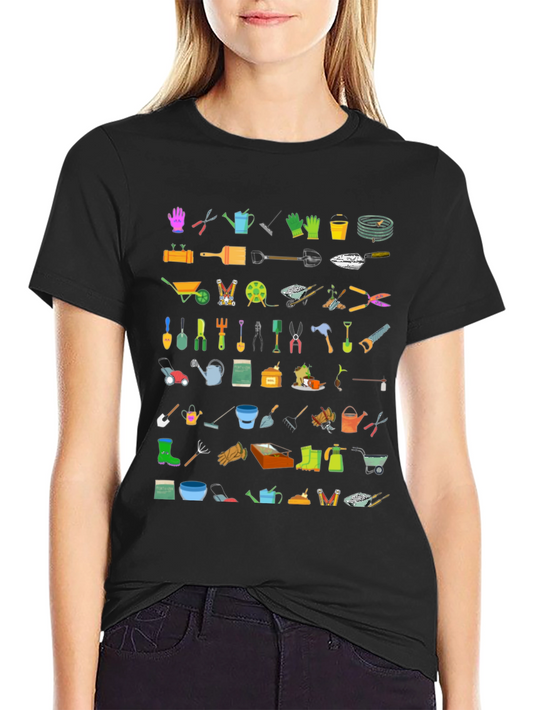 Gardening Tool Print Tee - Stylish & Functional