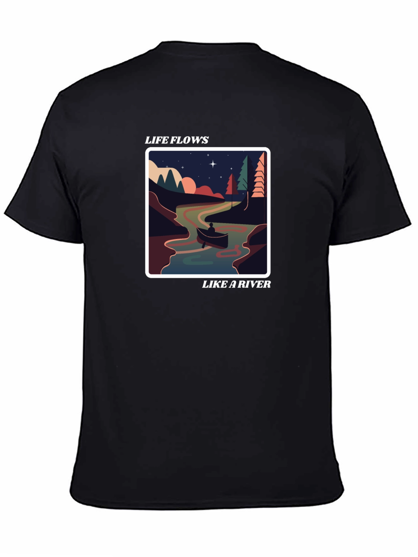 Life Flows Like a River Graphic Tee - Black
