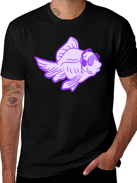 Cool Fish Graphic Tee - Black Cotton T-Shirt