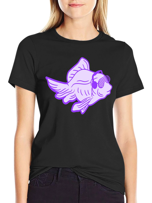 Cool Fish Graphic Tee - Black Cotton T-Shirt