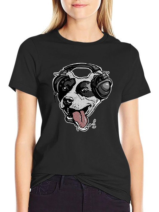 Dog with Headphones Graphic T-Shirt