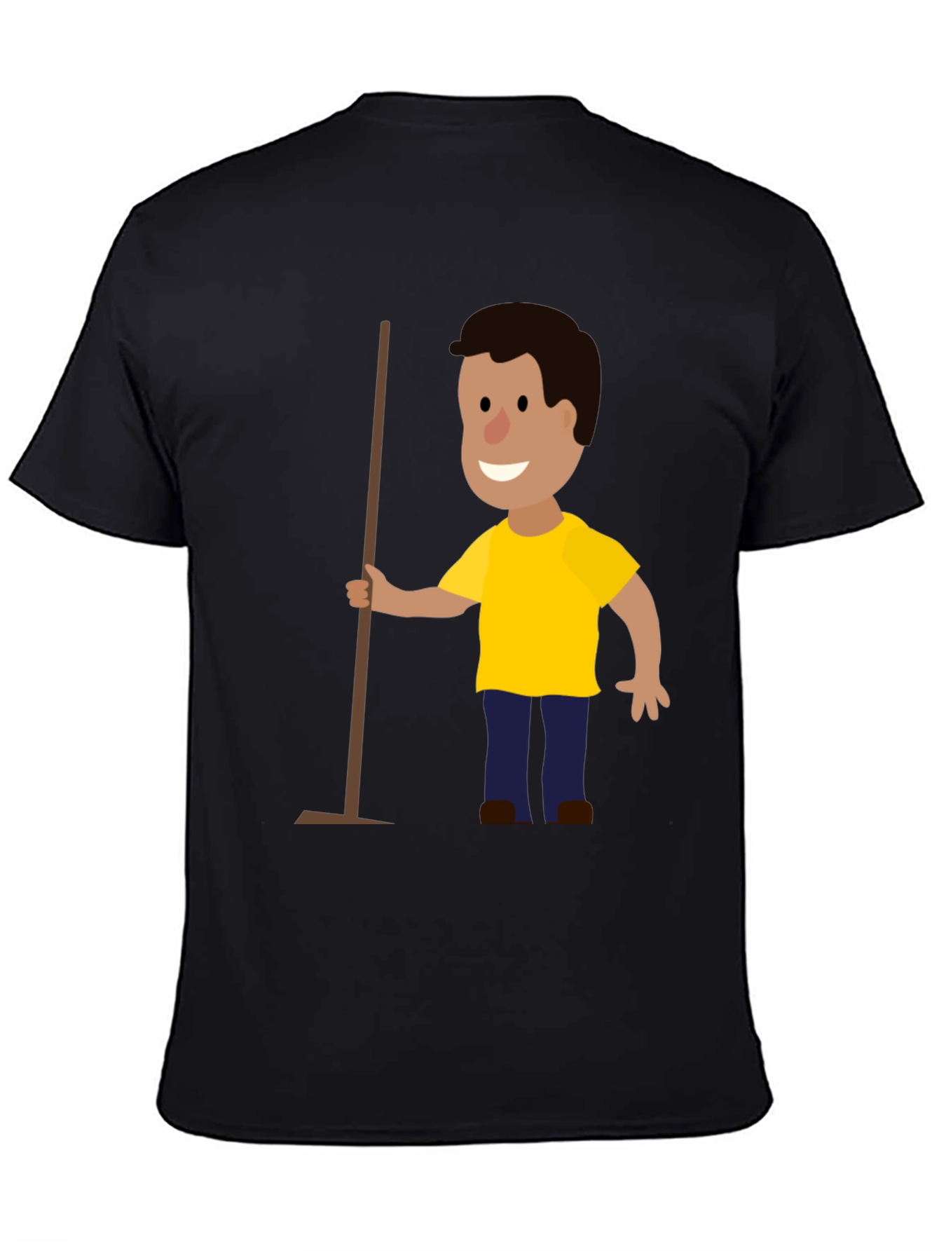 Cartoon Janitor Black T-Shirt