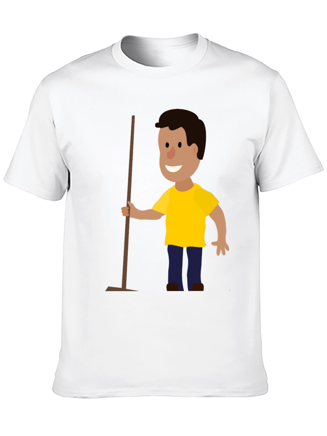 Cartoon Janitor Black T-Shirt