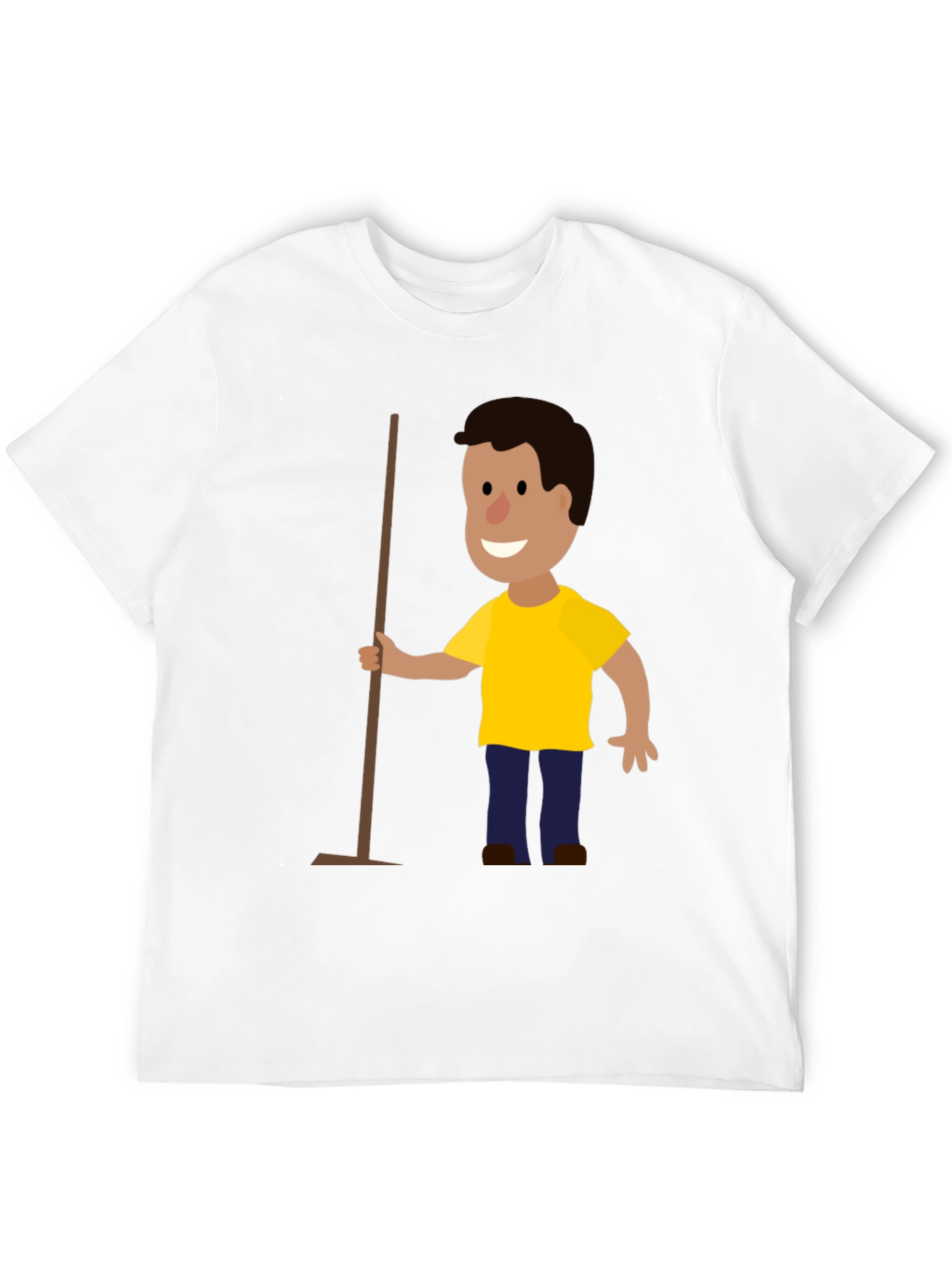Cartoon Janitor Black T-Shirt