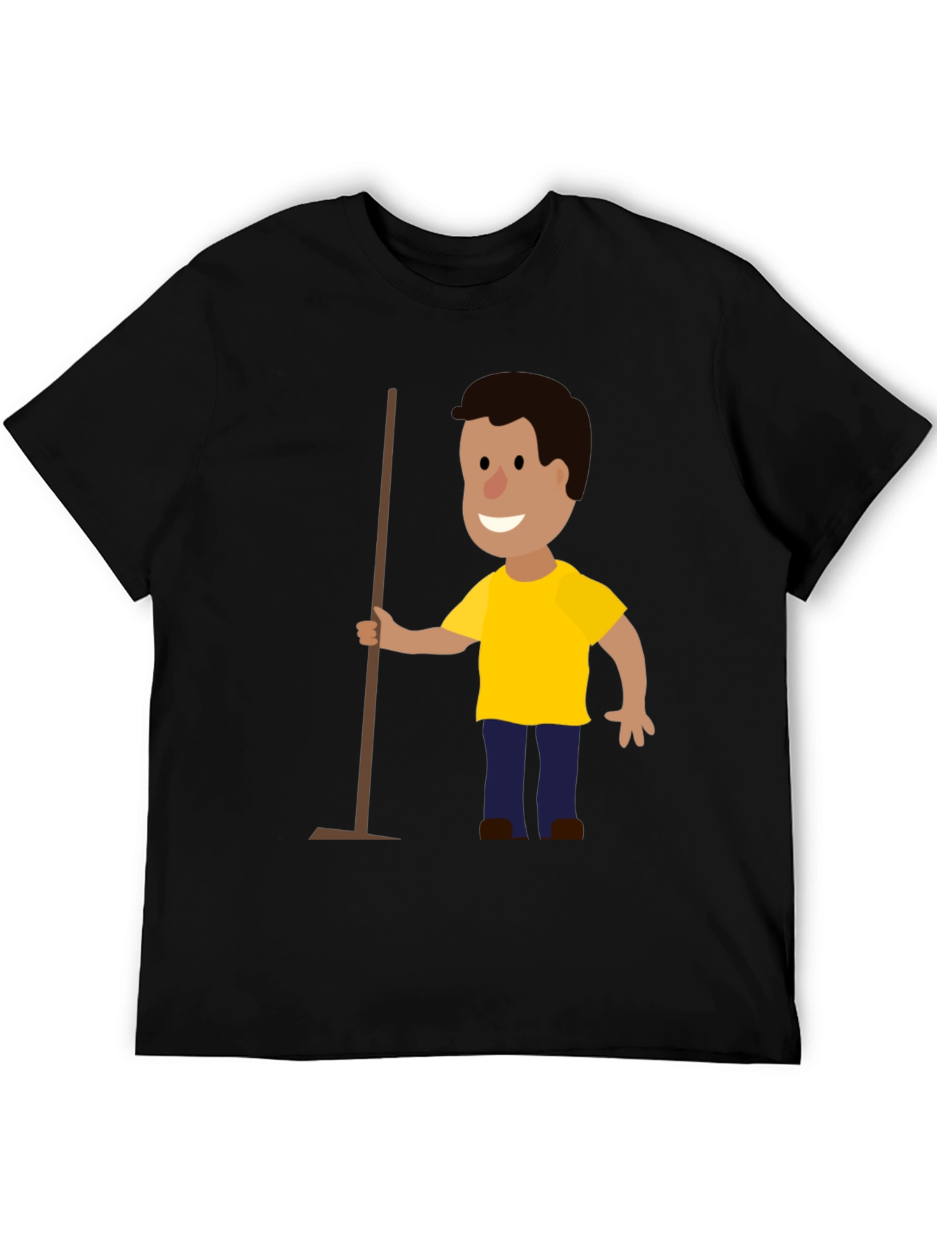 Cartoon Janitor Black T-Shirt