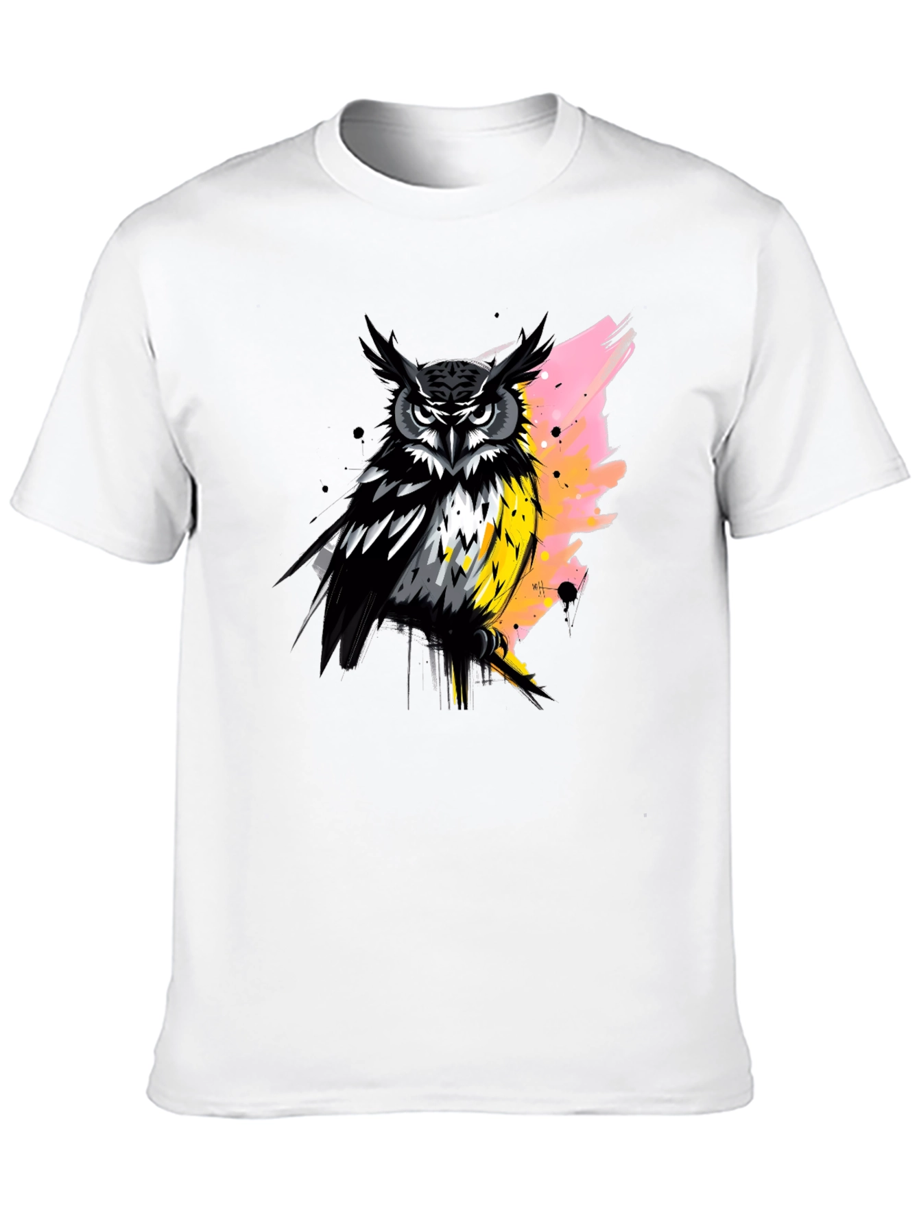 Owl Graphic Print Black T-Shirt