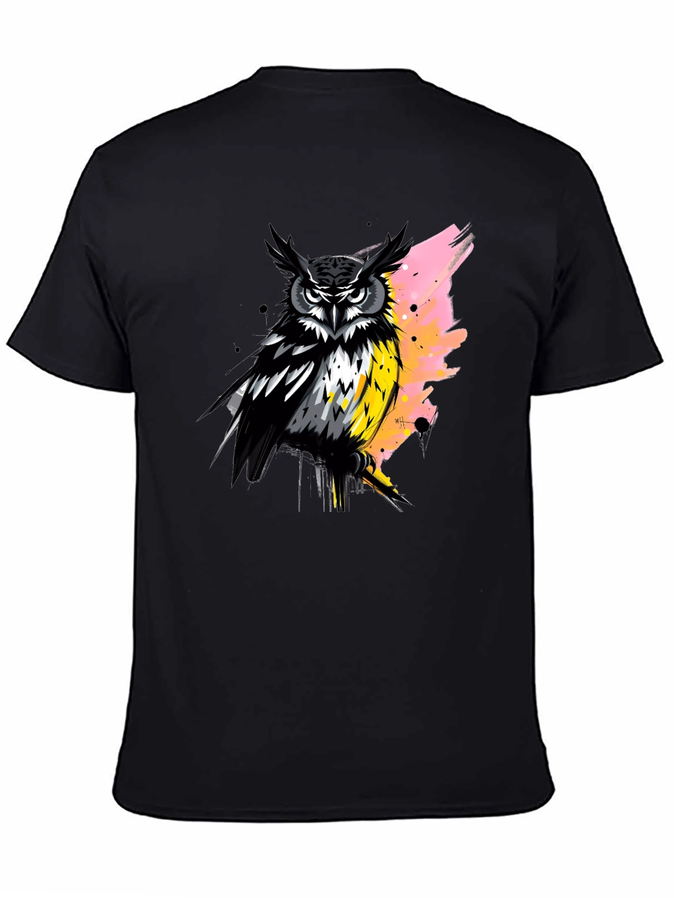 Owl Graphic Print Black T-Shirt