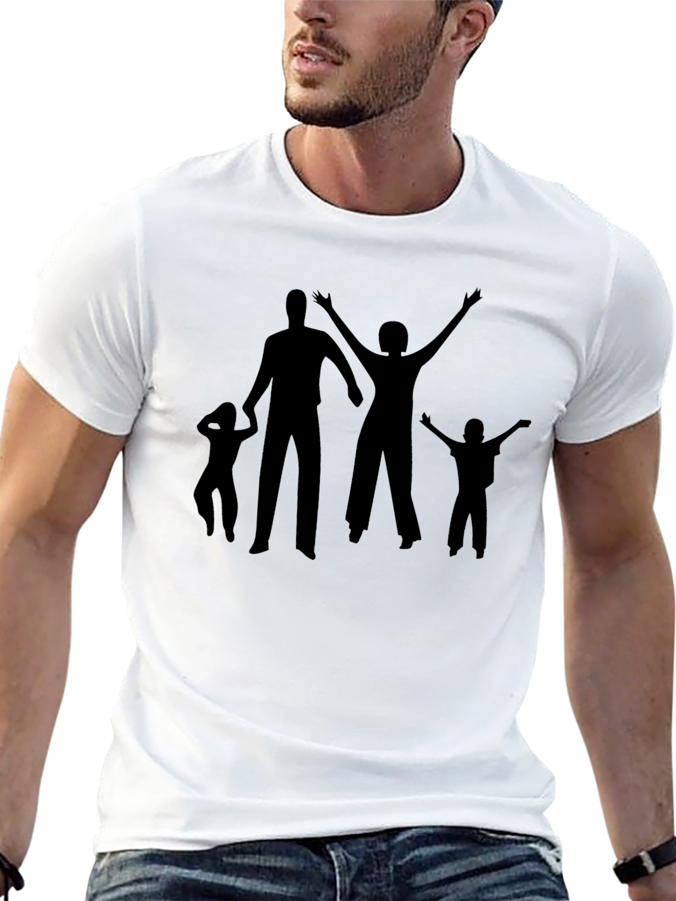 Family Silhouette Graphic T-Shirt - Black