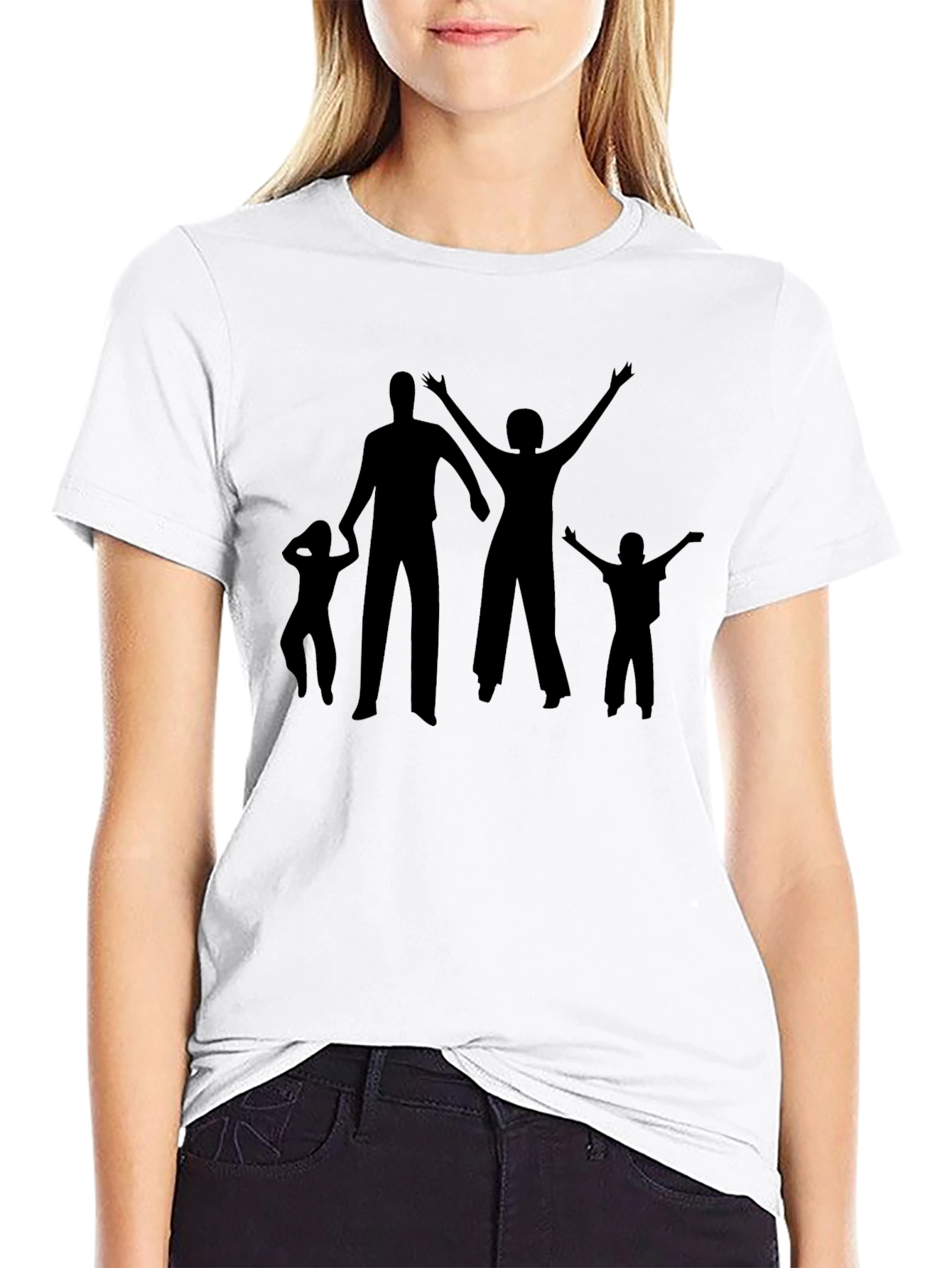 Family Silhouette Graphic T-Shirt - Black