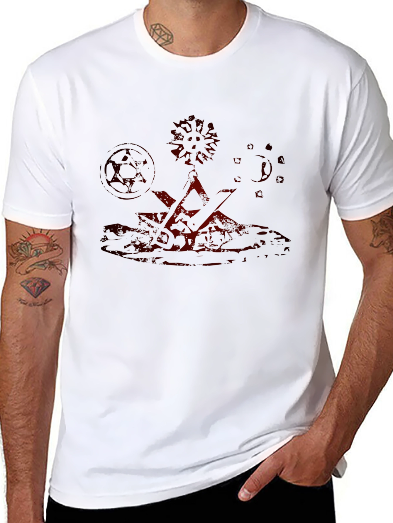 Mens Black T-Shirt with Red Graphic Design