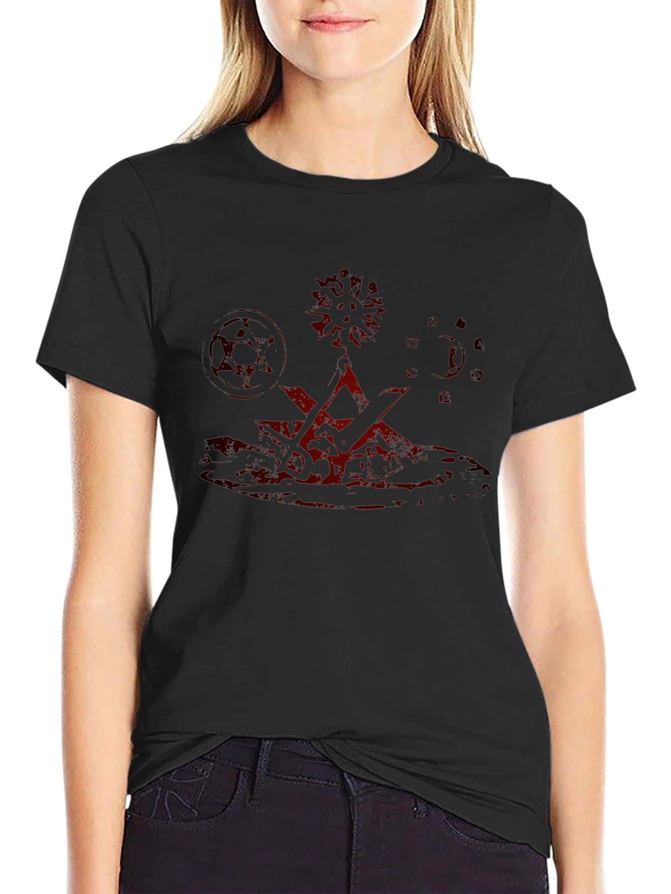 Mens Black T-Shirt with Red Graphic Design