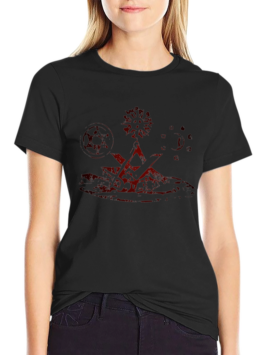 Mens Black T-Shirt with Red Graphic Design
