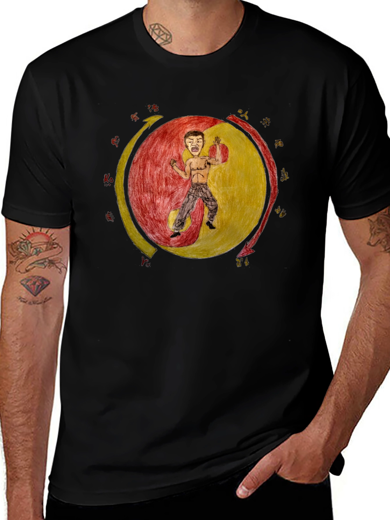 Yin Yang Warrior T-Shirt - Black