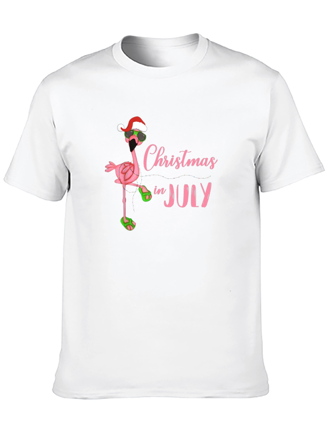 Christmas In July Flamingo Graphic T-Shirt