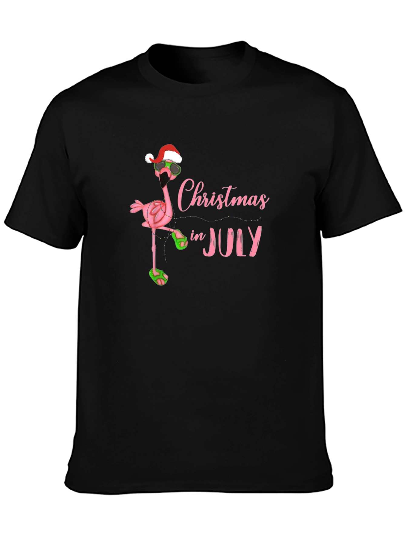 Christmas In July Flamingo Graphic T-Shirt