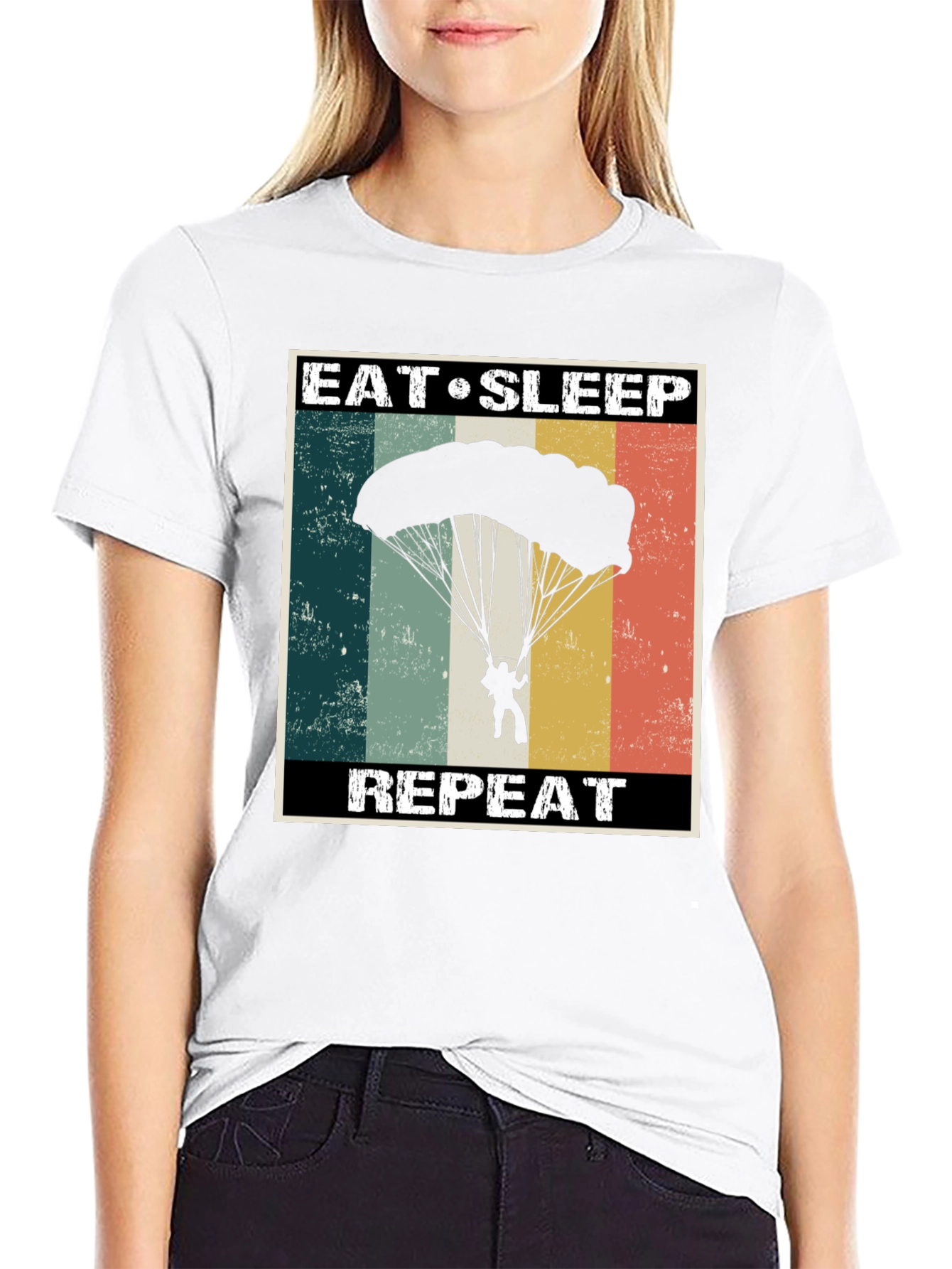 Eat Sleep Parachute Repeat Graphic Tee