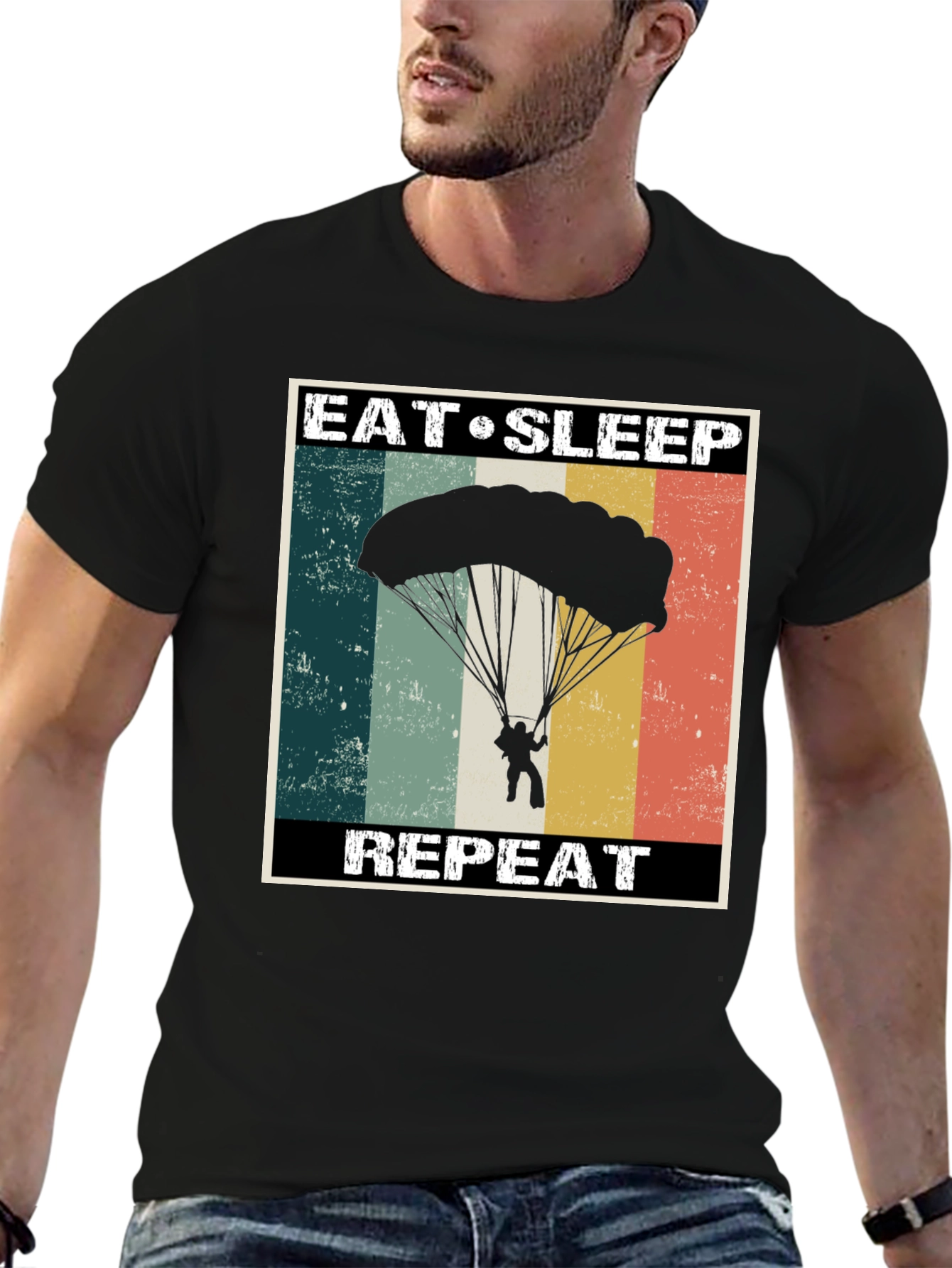 Eat Sleep Parachute Repeat Graphic Tee