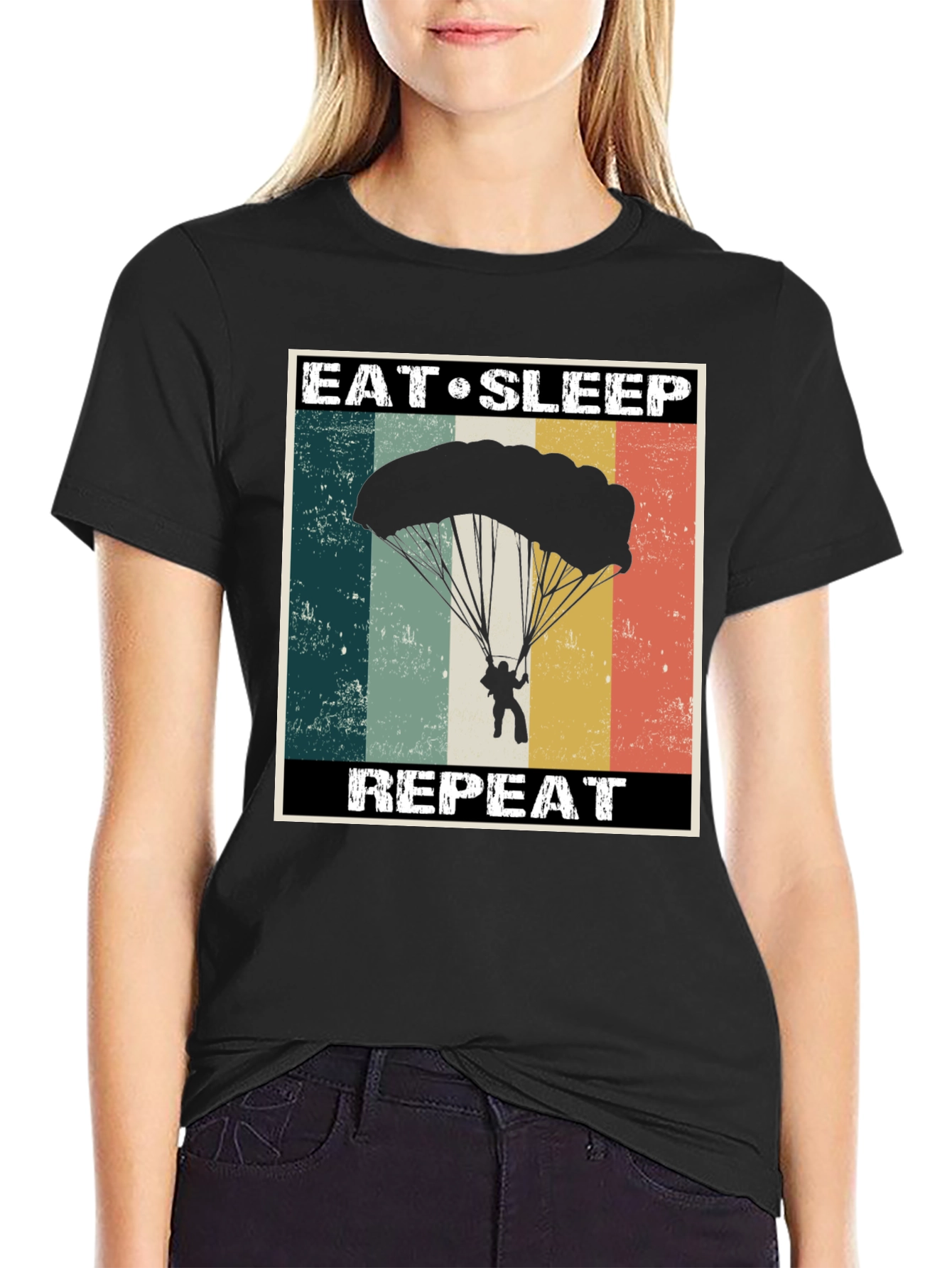 Eat Sleep Parachute Repeat Graphic Tee