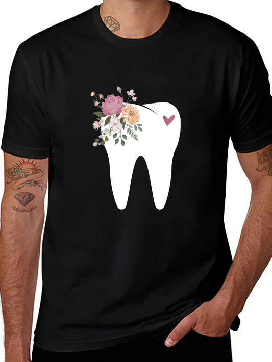 Floral Tooth Graphic Tee - Black