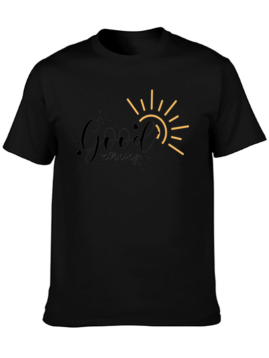Good Morning Graphic Tee - Black Cotton Casual Shirt