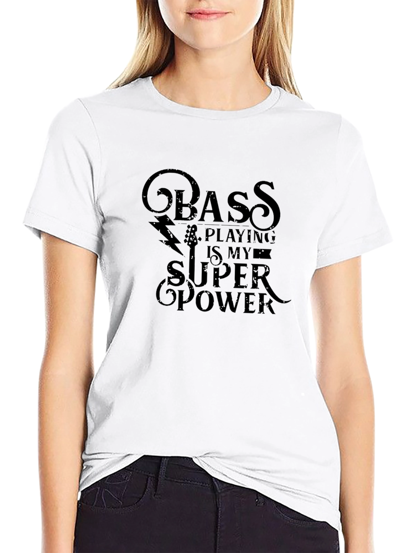 Bass Playing is My Super Power Black T-Shirt