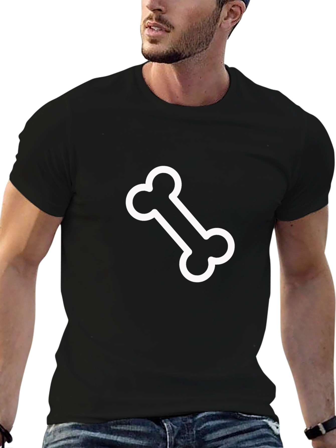 Bone Graphic Black Tee - Casual Style