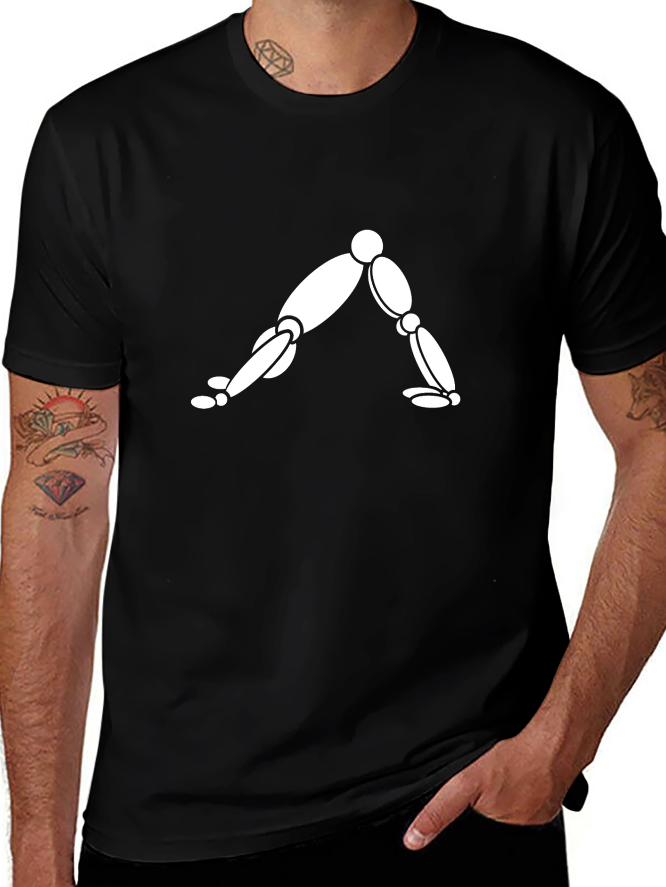 Yoga Pose Graphic Tee - Black Cotton Blend