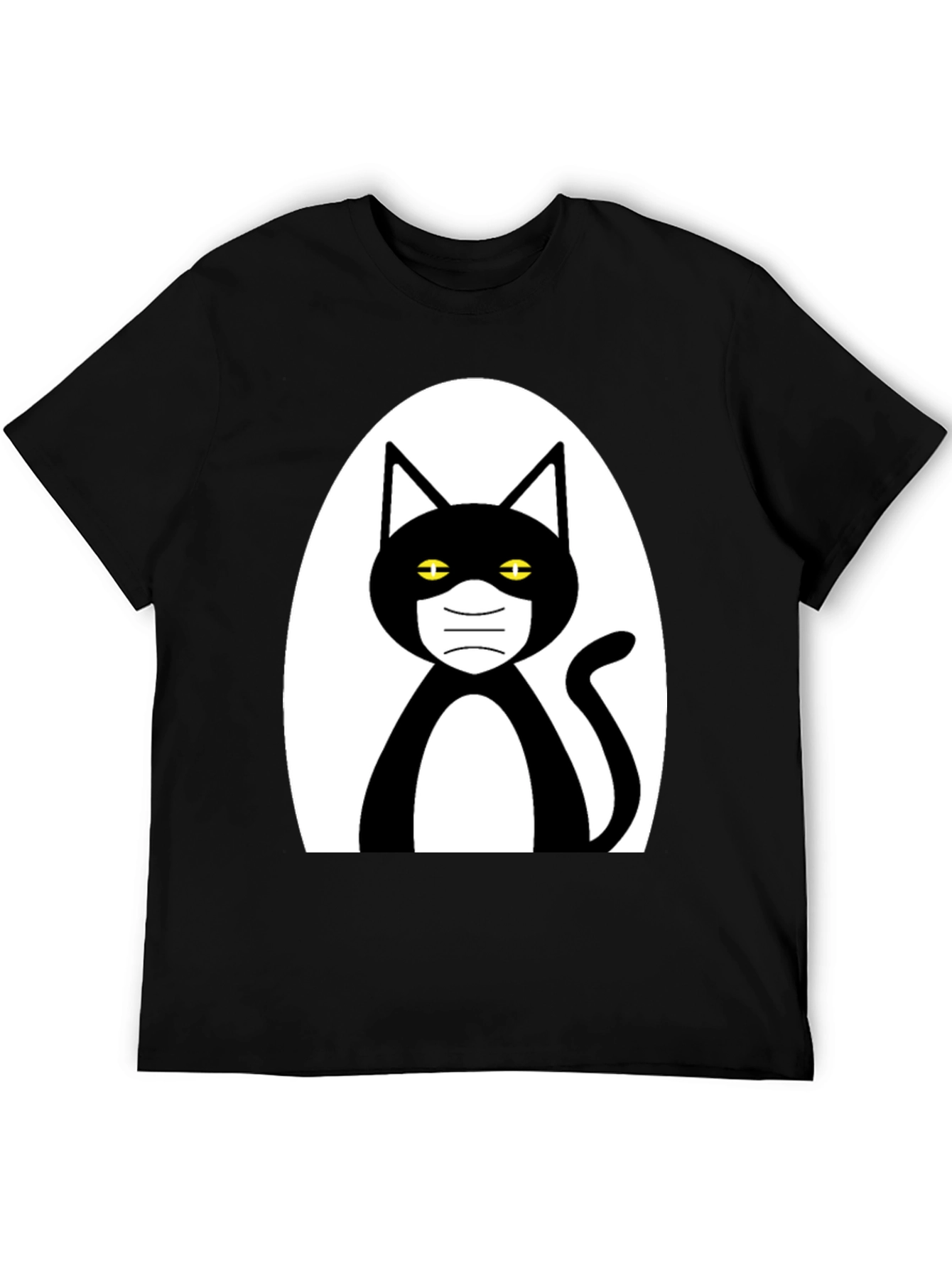 Masked Cat Graphic Tee - Unisex Black T-Shirt
