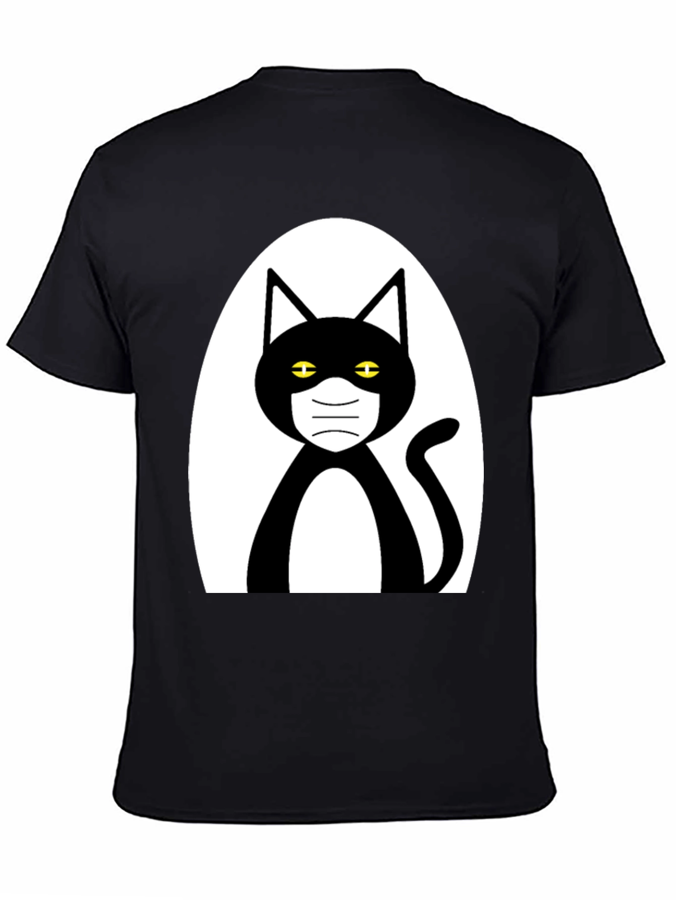 Masked Cat Graphic Tee - Unisex Black T-Shirt